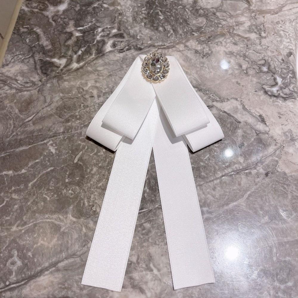 Crystal Rhinestone Ribbon Bowtie Brooch Fabric Bow Tie Brooches  Dress Shirt Accessories