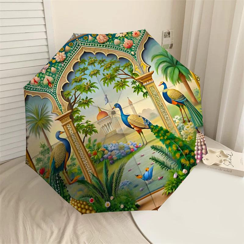 

1PC Arabesque ArchitectureAutomatic Open/Close Umbrella with Windproof, 8-Rib Sturdy Canopy, Durable Ribs, Fashionable Design1242A