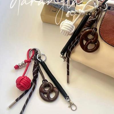 Alkaline Bread Keychain Braided Rope Bag Pendant Keyring Creative Fashion Pendant Simple All-Matching Bag Decoration Accessories