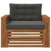 Outdoor Sofa Set Solid Acacia Wood and Polyester