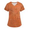 Women's Printing Uniform Work Uniform V-neck Pockets Basic Short Sleeve Pullover Top