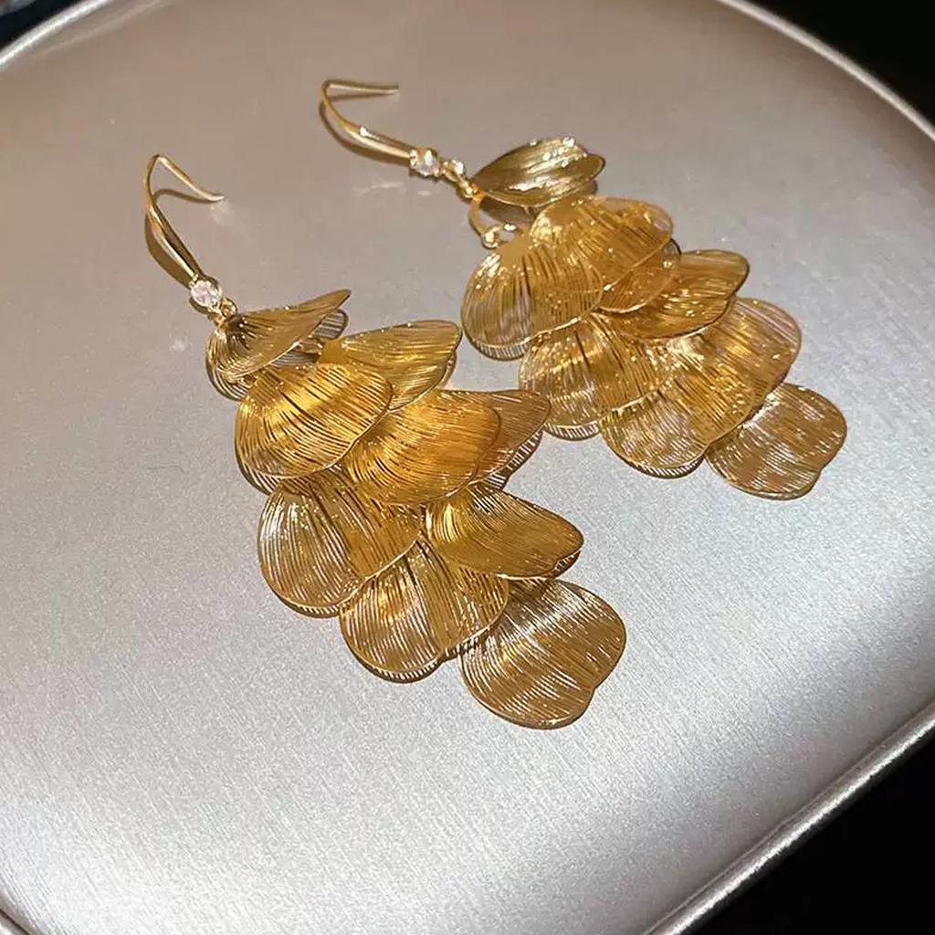 Europäische und Amerikanische 3D Ginkgoblatt Perlenquaste Ohrstecker