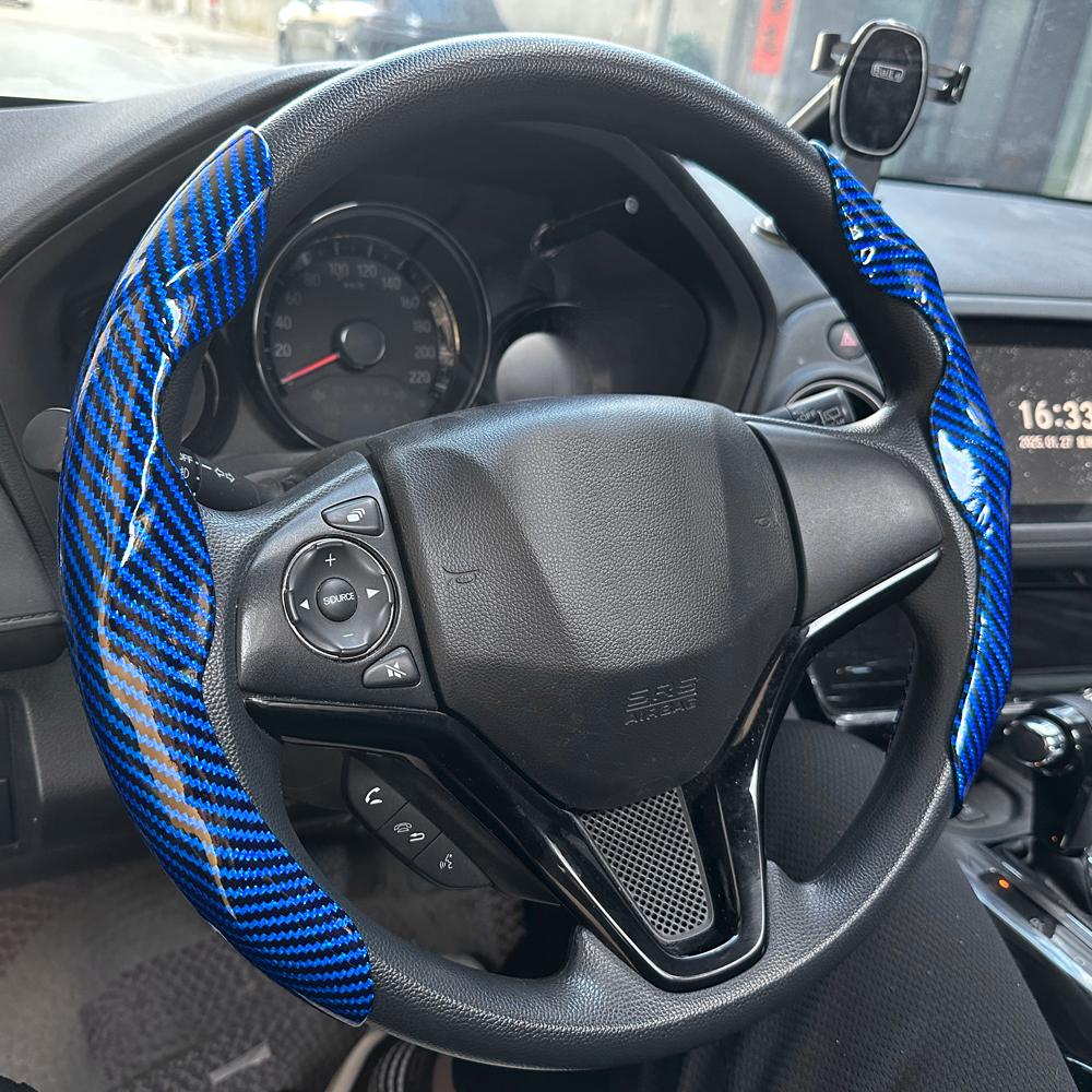 Universelle Auto-Lenkradabdeckung Anti-Rutsch Helles Glanz-Kohlefaser-Textur Lenkrad-Dekorationszubehör 14,5-15 Zoll