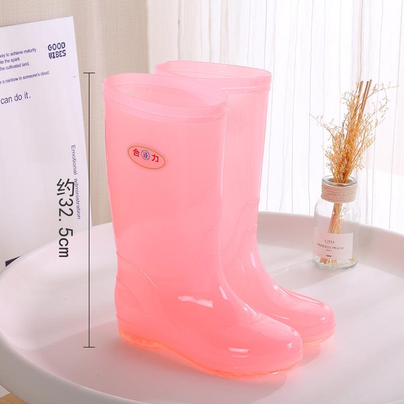 Long rain boots women's fashion rain shoes women's adult no lining high tube waterproof shoes quick-drying rubber shoes summer