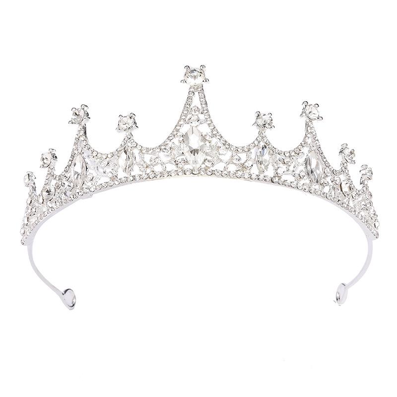 Silver-Plated Alloy Bridal Crown Headpiece - European & American Wedding Dress Accessory