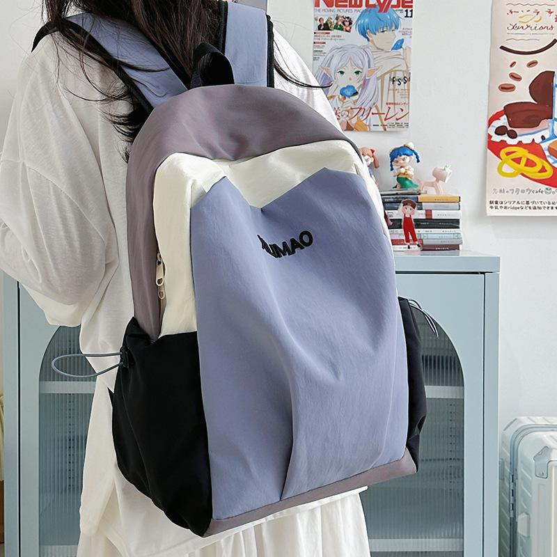 Casual backpack junior high school female student schoolbag ins large capacity couple travel backpack high value contrasting color backpack