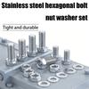 640pcs Stainless Steel Hex Bolt, Nut, and Washer Set, M3-M4-M5-M6 Full Thread, Grade 8.8/10.9, SUS, A2/A4 Marine Grade.