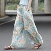 Pantalon culotte décontracté crop large imprimé vintage pour femme