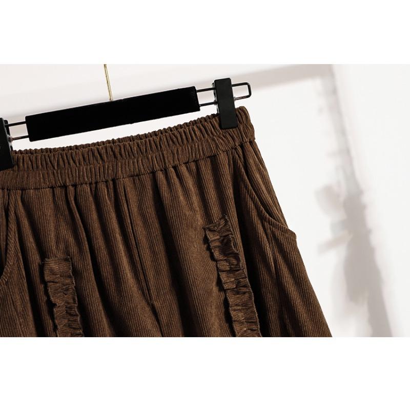 DIMANAF 2025 Autumn Plus Size Long Women Skirts Lace Elastic Waist Oversize Elegant High Waist Skirts A-Line