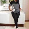 Women's 2-Piece Shirts & Long Pants Set Short Sleeve Printed T-Shirts Sport Pants