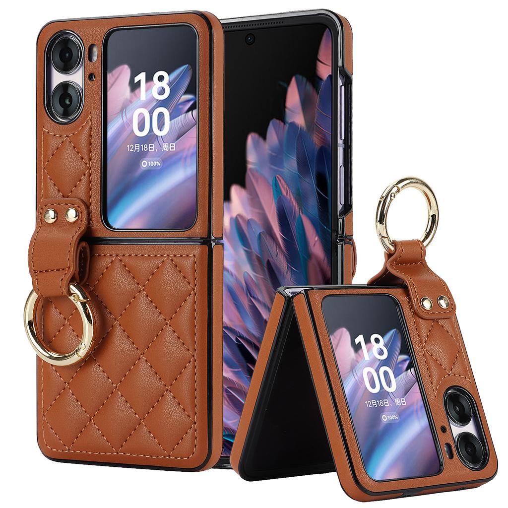 Emboss Diamond Ring Holder Leather Phone Case for OPPO Find N2 Flip 5G N2Flip CPH2437 N 2 Kickstand Ultra Thin Shockproof Cover