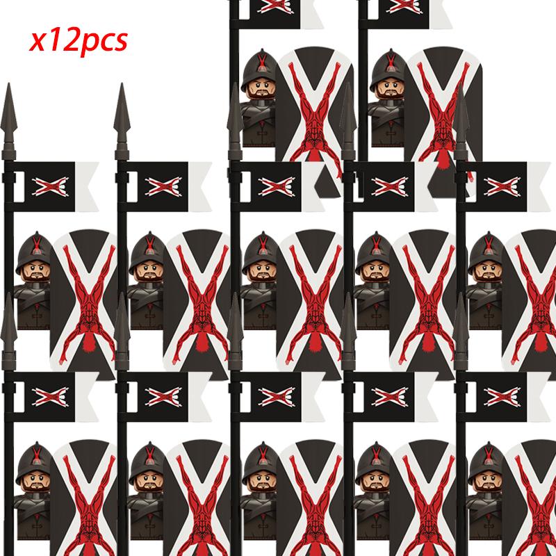 MOC Creative Medieval Game Valley Kinghts Ailin Guard Figures Warrior Armored Soldiers Army Weapons Helmet Blocks Bricks Toys