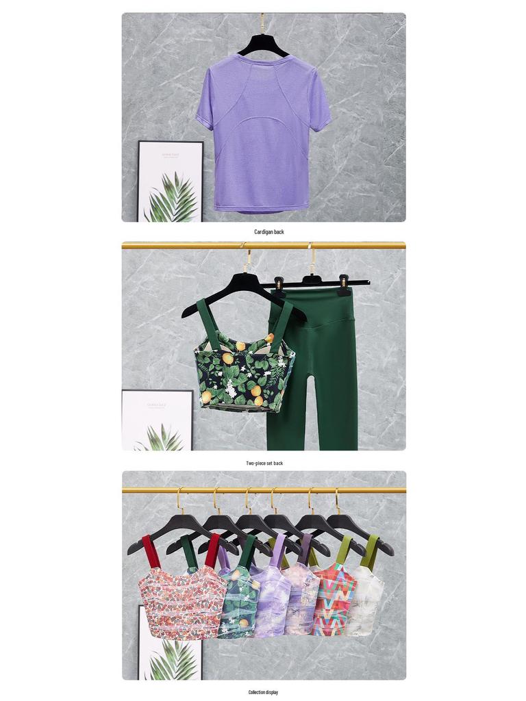 Women's Spring/Summer Yoga Suit Set: Sports Vest with Chest Pad, Slim Fit, Fashionable for Running and Fitness.