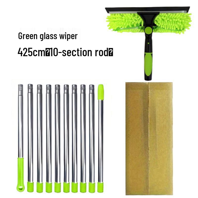 Raclette de fenêtre double face 2 en 1 et brosse à verre pour le nettoyage des immeubles de grande hauteur