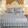 3pcs Set Soft Lace Bed Skirt King Queen Size Bedspread Solid Color Luxury Princess Romantic Bed Spread with Pillowcase