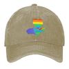 Pride Heart Hand Print Washed Baseball Cap Gay Love Rainbow Adjustable Casual Outdoor Dad Hat