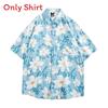 Thai Plant Print Shirt With Short Sleeves And High Elasticity For Casual Summer Wear
