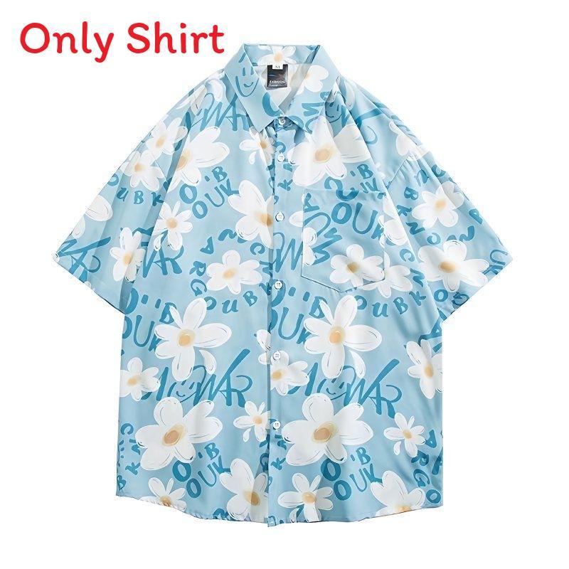 Thai Plant Print Shirt With Short Sleeves And High Elasticity For Casual Summer Wear