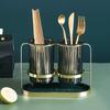 Chopsticks Drying Holder Iron PET Transparent Chopsticks Drying Caddy for Spoons Kitchen Green Gold