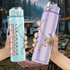 1PC Boho Ethnic Feather Ornament Print 750ml Color Plastic Sports Water Bottle Leakproof Flip Straw Lid Suitable for Sports Office Home Use
