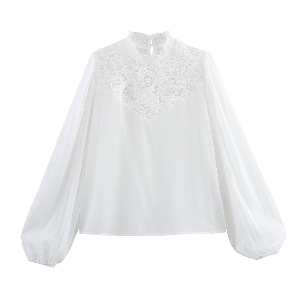 Spring 2025 Women's European & American Style Lace Ruffle Top
