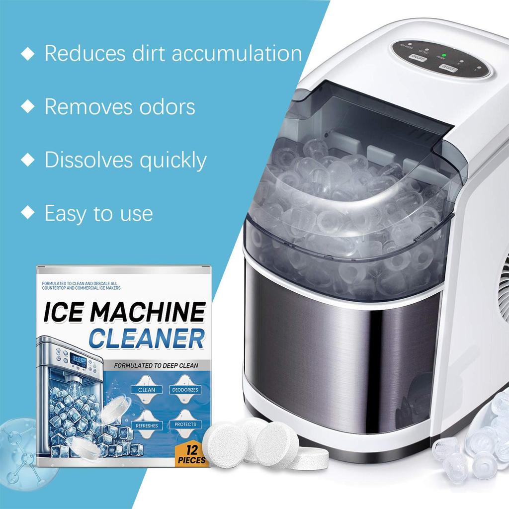 12pcs Ice Machine Cleaning Tablets For Descaling Deodorizing Prolonging Ice Maker Lifespan Kitchen Stain Removal Products