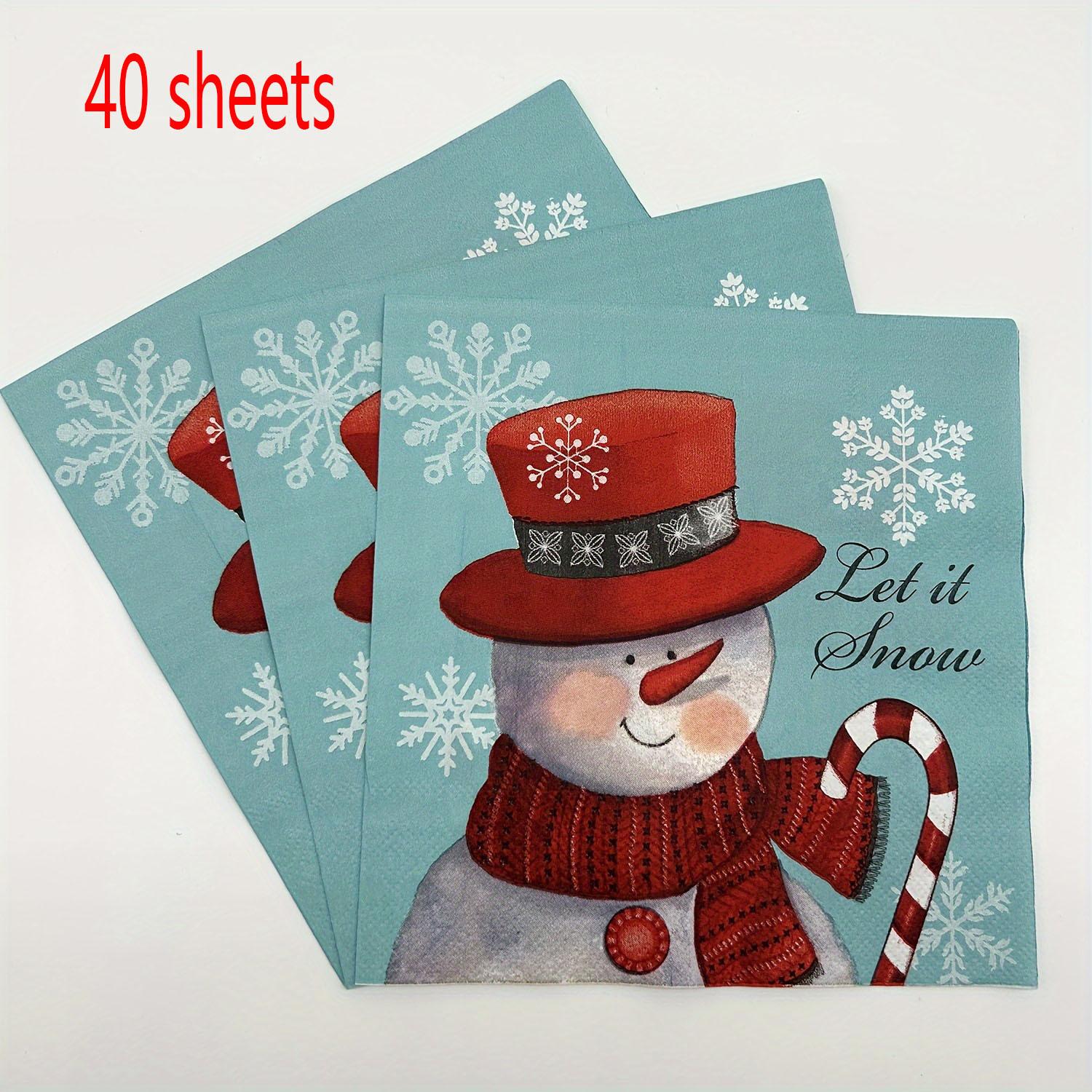 

2 упаковки тиссью с принтом «Снеговик», одноразовые двухслойные цветные салфетки для украшения праздничных вечеринок, бумага для западного ресторана style 1