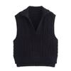 Kaslead New Arrival Women's Clothing Fashion Style Old Money Style Polo Lapel Cable Stitch Knitting Sweater Vest