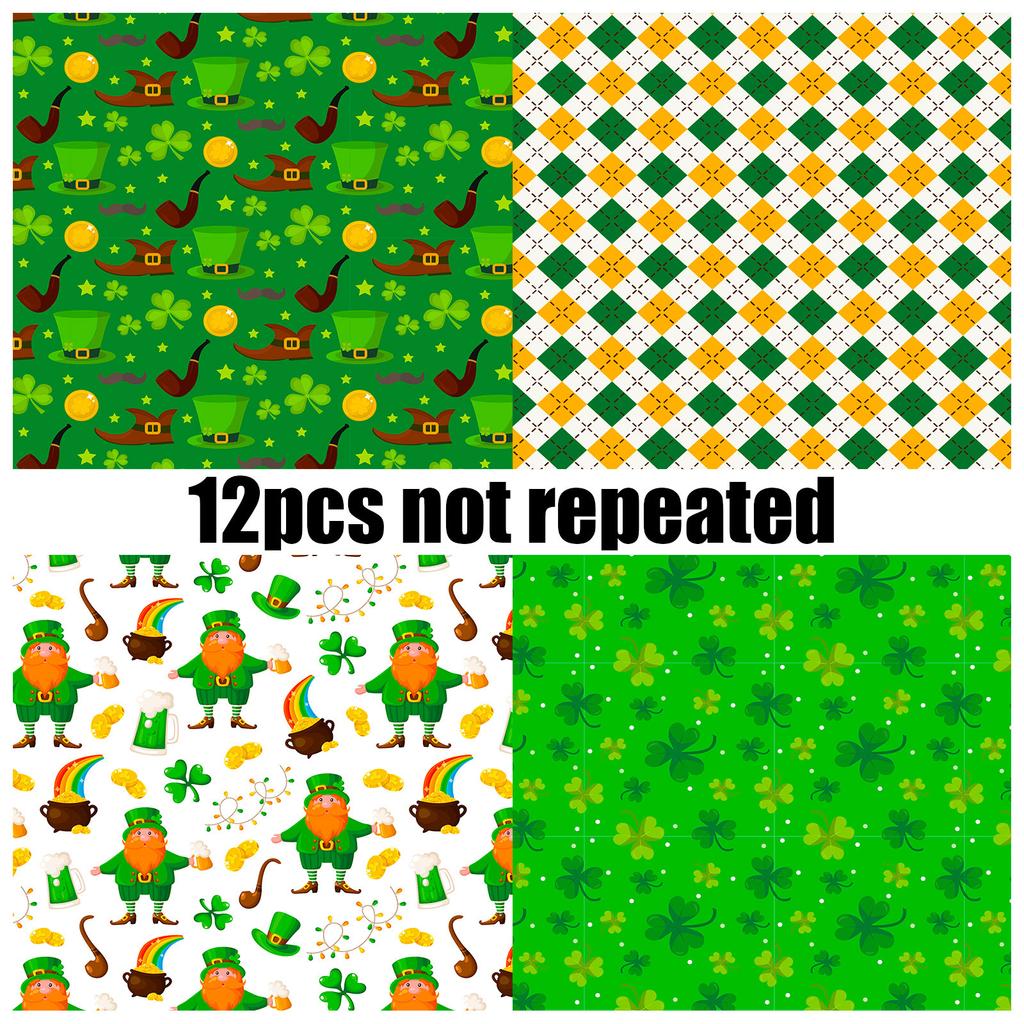 DIY12 Sheets/pack Hat St. Patrick Scrapbook Handbook Card Background Pattern Paper DIY Handbook Material