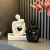 Nordic Simple White Ceramic Sculpture Heart-shaped Hollow Abstract Statue Luxurious Desktop Decorations for Home Office