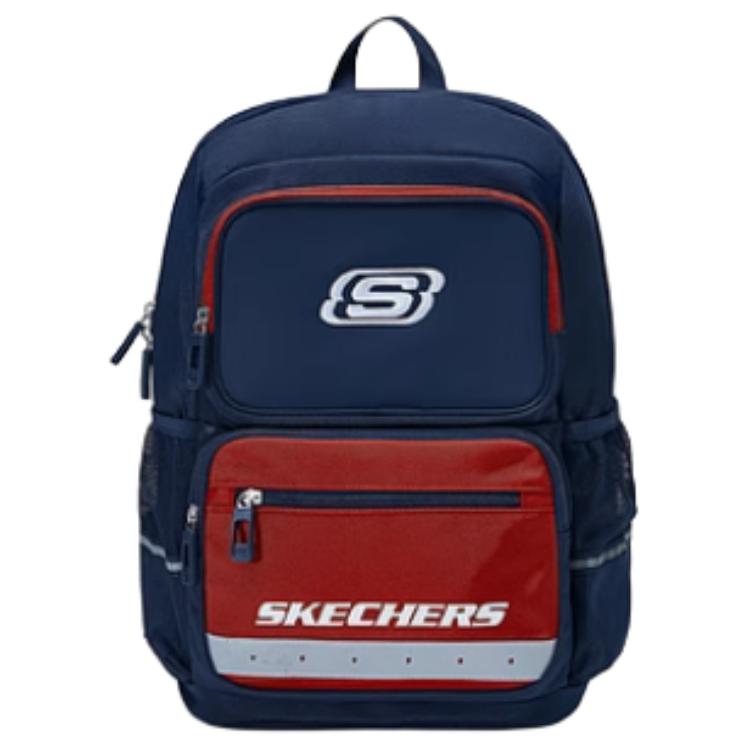 Skechers Large Capacity 22L Versatile Casual Campus Student Lightweight Backpack Kids Backpack Navy-Blue L324K077-00X8 Ship Flag Blue