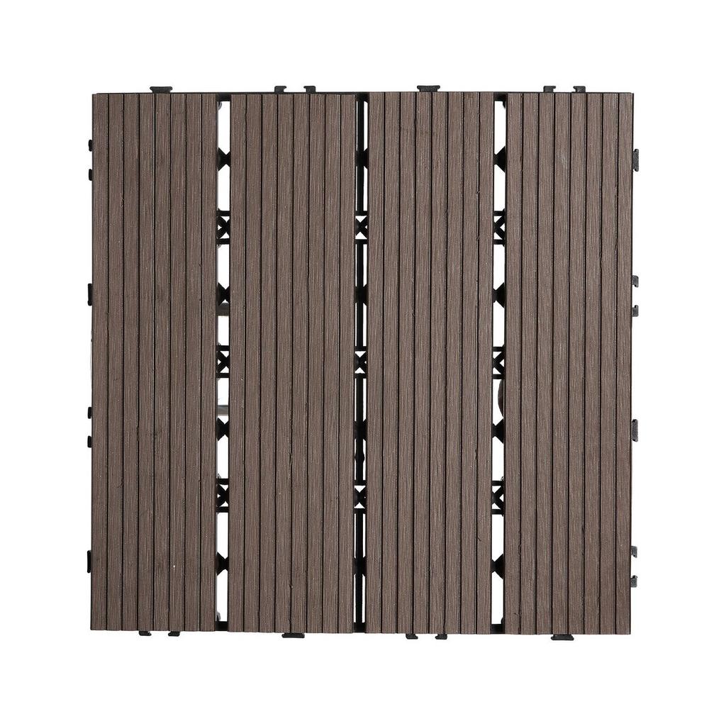 Interlocking Deck Tiles Plastic Wood 10 Pack 12"x12" Waterproof for Porch