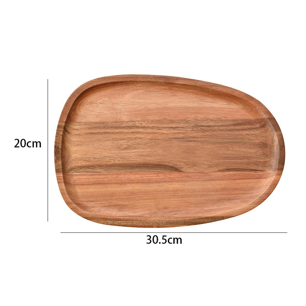1PC Irregular Oval Wooden Dinner Plate Serving Tray Solid Wood Dinner Plates For Dishes Snack Fruit Dessert Home Decoration