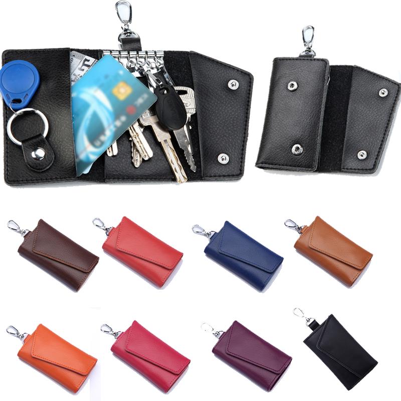 Karrychen Women Men Leather Car Keychain Card Holder Wallet Case Key Organizer Bag keyring