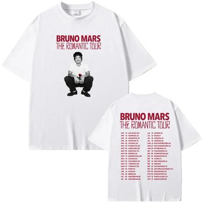 2026 Die Romantische Tour T-Shirt Amerikanischer Singer-Songwriter Bruno Mars Hochwertiges Mode-T-Shirt Mode Baumwolle T-Shirts