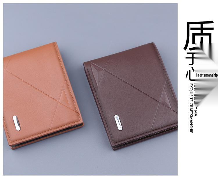 Men's Leather All-in-One Folding Card Holder Wallet with Large Capacity