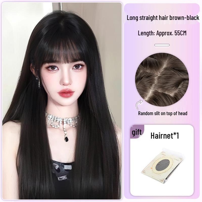 

Томи Стайл Черный Длинный Прямой Парик с Челкой для Женщин