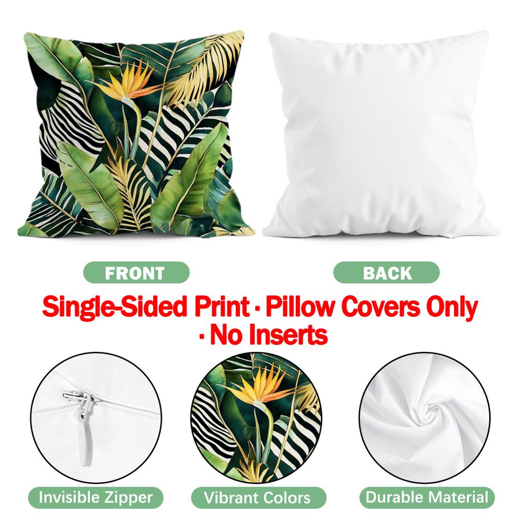 Tropical Plant Leaves Pillowcase Printed Polyester 40/45/50Cm Throw Pillowcover Decorative Sofa Cushion Pillowslip Home Decor