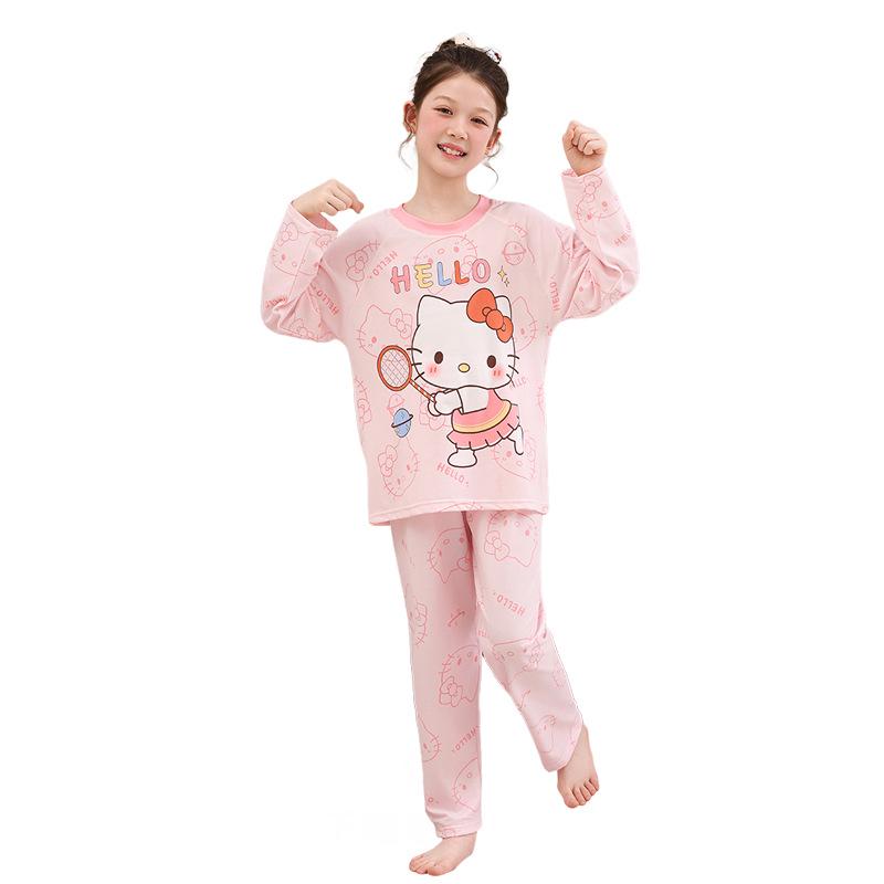 Spring & Autumn Cartoon Print Pajamas for Men & Girls – Light Homewear in Korean Style