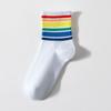 Calzini Arcobaleno, Calzini da Donna a Mezza Gamba con Pantaloni a Squalo, Calzini Lunghi da Polpaccio per Primavera e Autunno, Calzini a Strisce alla Moda e Versatili