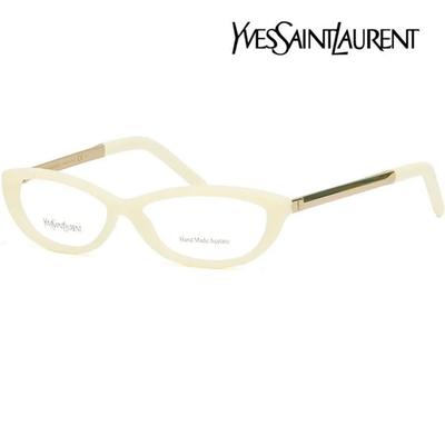 Yves Saint Laurent Eyeglass Frames YSL6332 8I1 Women's Men's Ivory Oval Horn-rimmed