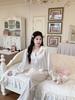 Ice Silk Pajamas for Women 1011 New Palace Style Long Sleeve and Long Pants Homewear Set Korean Sweet Style Loose Fit