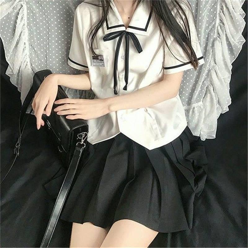 JK Summer College Style Slim Fit Short Sleeve Shirt for Japanese High School Students