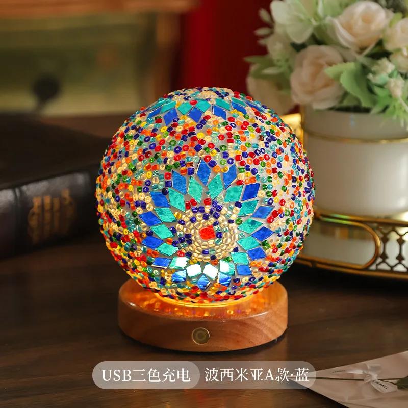Small Night Light Mosaic Desk Lamp Light Luxury Petal Ornament Lamp