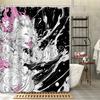 1pc Black And White Sketch Animal Cat Shower Curtain Partition Curtain, Including 12 Hooks Shower Curtain, Bathroom Deco