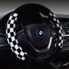 BLM Plaid Plush Steering Wheel Cover - Winter Checkered Car Accessory