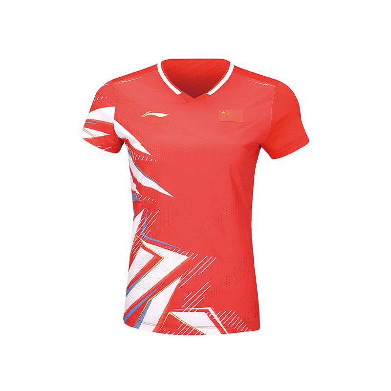 

Li-Ning Training Competition Quick-Dry Comfortable Breathable Cool Short Sleeve T-Shirt Women tops Cinnabar-Red Standard-White AAYU134-3 S