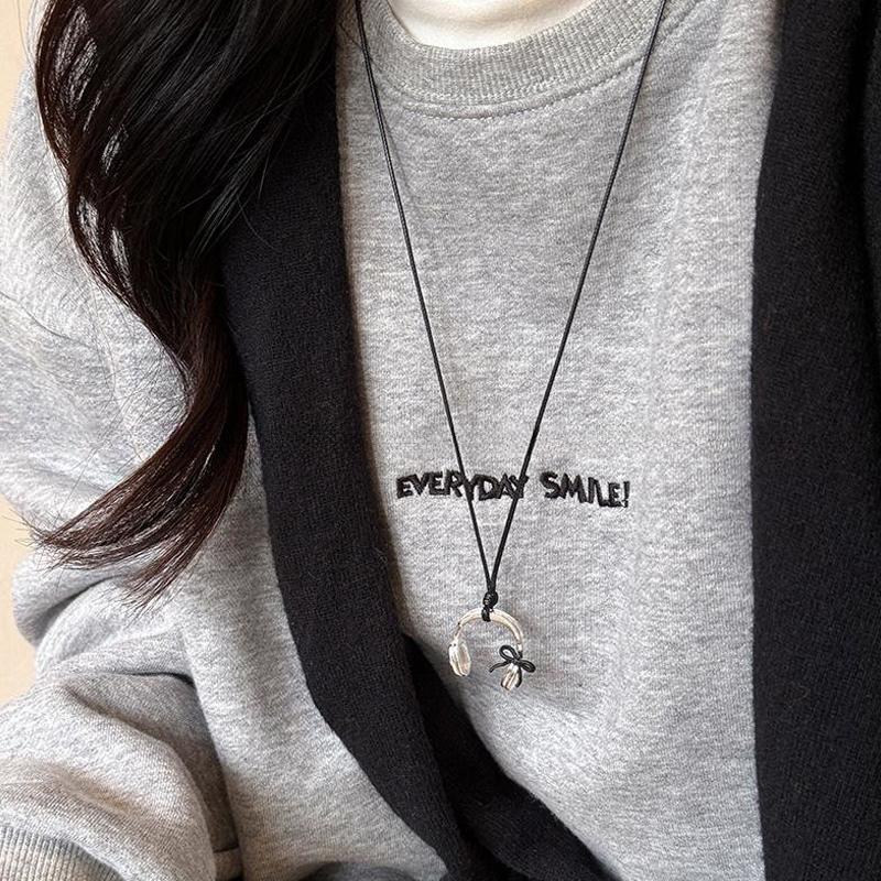 

Красный универсальный простой бант наушники кулон ожерелье для женщин девочек легкий роскошный свитер цепочка ювелирные изделия аксессуары подарки белый