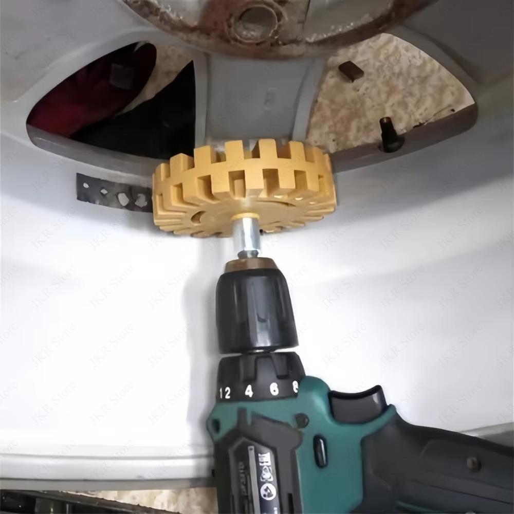 Roue Gommage en Caoutchouc pour Perceuse Outil Décapant Adhésif pour Décalcomanies Enlève Résidus d'Autocollants Bande Vinyle Rayure sur Carrosserie Auto