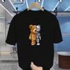 Hot 100% Cotton Casual Short Sleeve Robot Bear Men's Shirt Summer Breathable Clothes O Collar Short Sleeve for Men and Women
